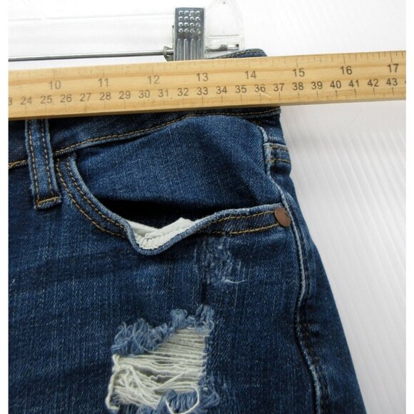 Judy Jeans 7 Blue Capri Fit Denim Grunge Distressed Pants Juniors - Picture 4 of 13